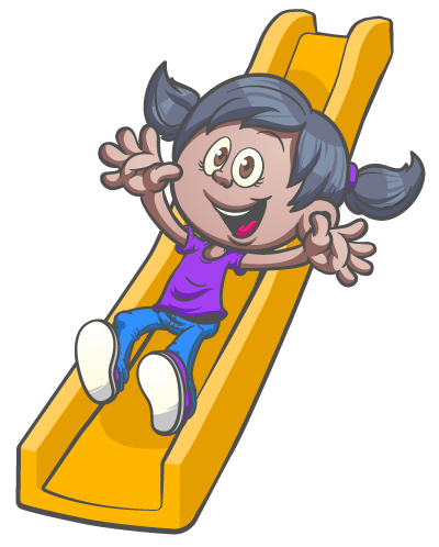 Girl on a slide cartoon for a kids franchise