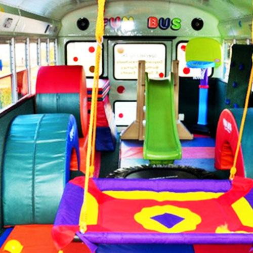 Interior of mobile kids gym equipment